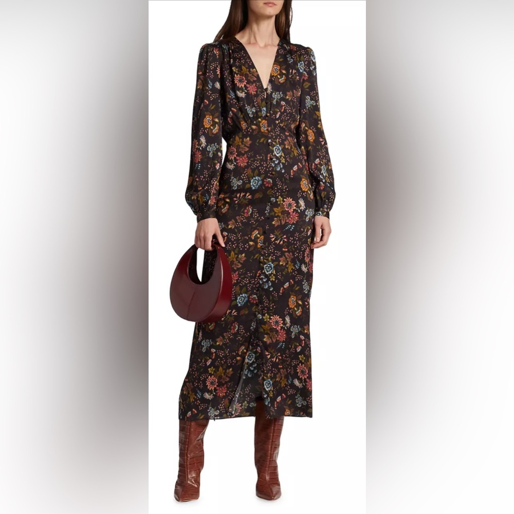 Veronica Beard Terina Floral Silk-Blend Midi dress, NWT size 2
